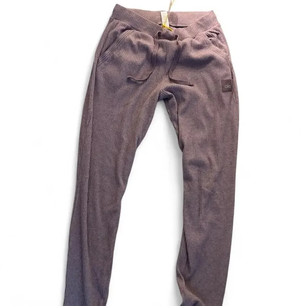 Alo yoga purple ribbed joggers medium